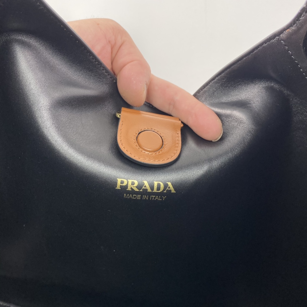 Prada Large Soft Leather Bag Handbag Shoulder Bag Orange 1BC181